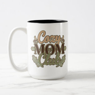 Cosy Mum Club Retro Coffee Lover Design Two-Tone Coffee Mug