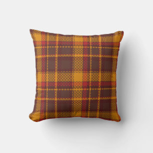 Cosy Mustard Yellow and Rust Tartan Design Cushion