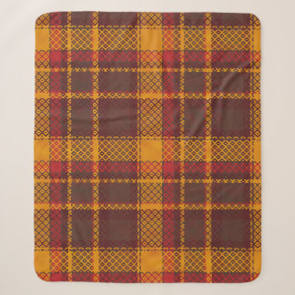 Cosy Mustard Yellow and Rust Tartan Design Sherpa Blanket