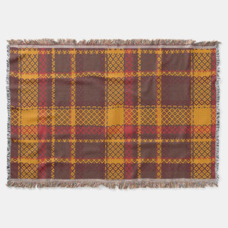 Cosy Mustard Yellow and Rust Tartan Design Throw Blanket