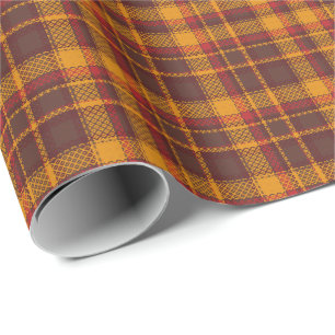 Cosy Mustard Yellow and Rust Tartan Design Wrapping Paper