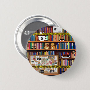Cosy Mysteries Bookshelf 6 Cm Round Badge
