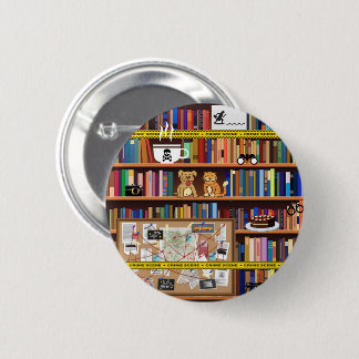 Cosy Mysteries Bookshelf 6 Cm Round Badge