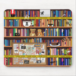 Cosy Mysteries Bookshelf Mouse Mat