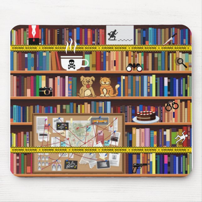 Cosy Mysteries Bookshelf Mouse Mat (Front)