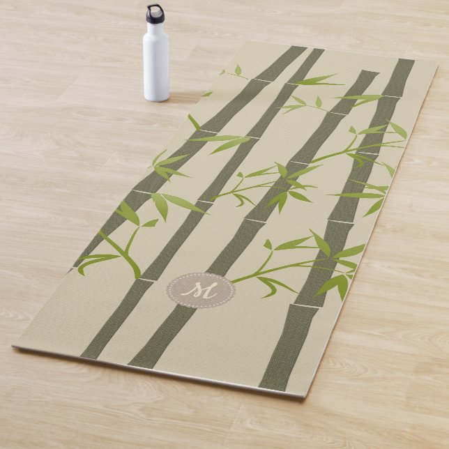 Cosy Natural Zen Bamboo Light Custom Monogram Yoga Mat (In Situ)