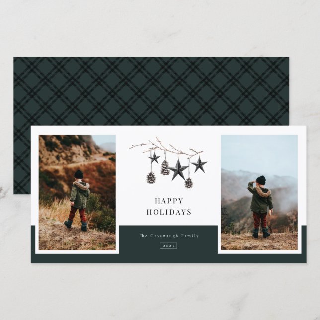 Cosy Nature 2 Photo Family Holiday Card (Front/Back)