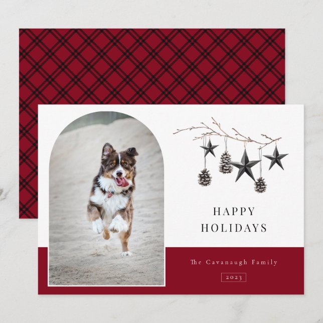 Cosy Nature Arch Frame Photo Holiday Card (Front/Back)