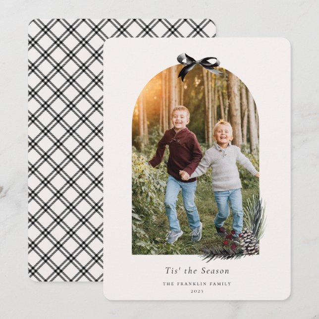 Cosy Nature Arch Frame Photo Holiday Card (Front/Back)