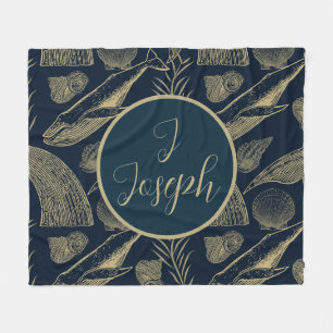 Cosy Nautical Vintage Whale Baby  Fleece Blanket