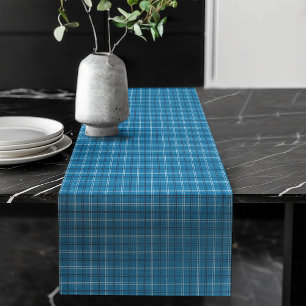 Cosy Navy and Blue Check Table Accent Piece Long Table Runner