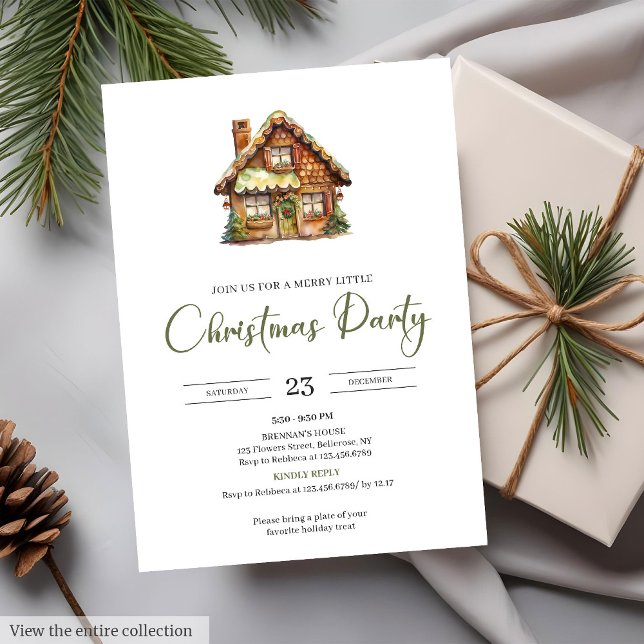 Cosy Neutral Earthy Watercolor Rustic Holiday Xmas Invitation (Cozy Neutral Earthy Watercolor Rustic Holiday Party Invitation)