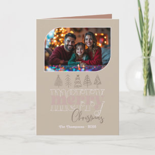 Cosy Neutrals Hand Drawn Merry Christmas Photo Holiday Card