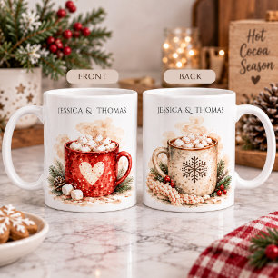 Cosy Nordic Christmas Couple Hot Cocoa Coffee Mug