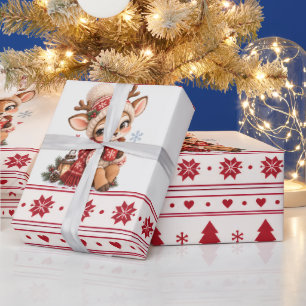 Cosy Nordic Deer Christmas Wrapping Paper