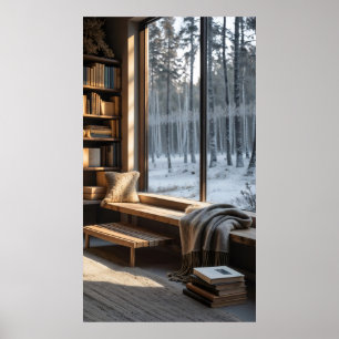 cosy Nordic nook with furniture, a simple wooden  Poster