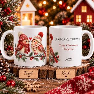Cosy Nordic Scandinavian Christmas Birds Couple Coffee Mug