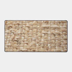 Cosy Oatmeal Woven Linen Texture Scandinavian Hygg Desk Mat