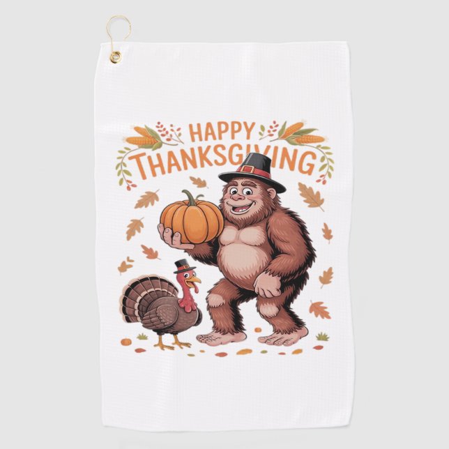 Cosy October Autumn Pumpkins Oversized T-Shirt Golf Towel (Front)