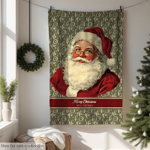 Cosy Old Time Santa Claus Holiday Throw Blanket