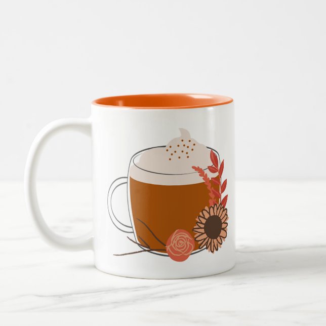 Cosy Orange Fall Coffee Mug - Thanksgiving Autumn  (Left)