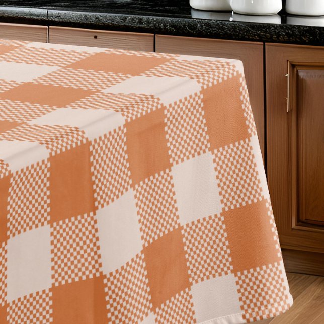 Cosy Orange Gingham Fall Autumn Tablecloth (Creator Uploaded)