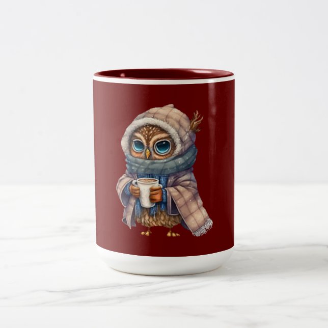 Cosy Owl Coffee Two-Tone Coffee Mug (Center)