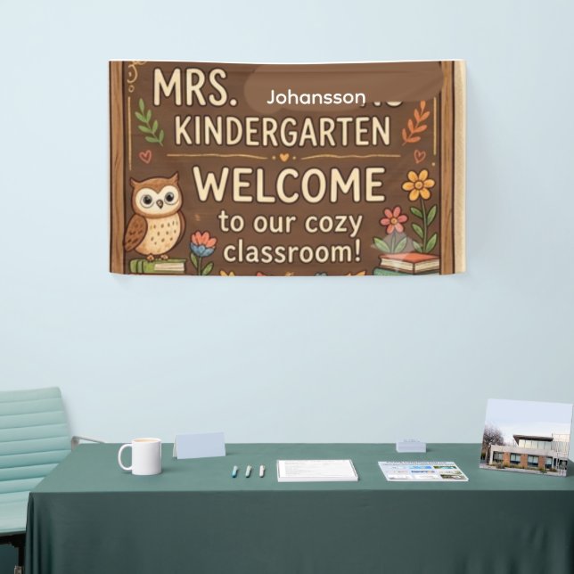 Cosy Owl Personalised Teacher Name Sign | Rustic A (Tradeshow)