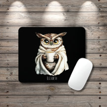 Cosy Owl with Coffee Mug Mouse Pad
