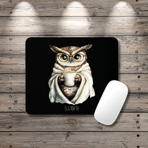 Cosy Owl with Coffee Mug Mouse Pad