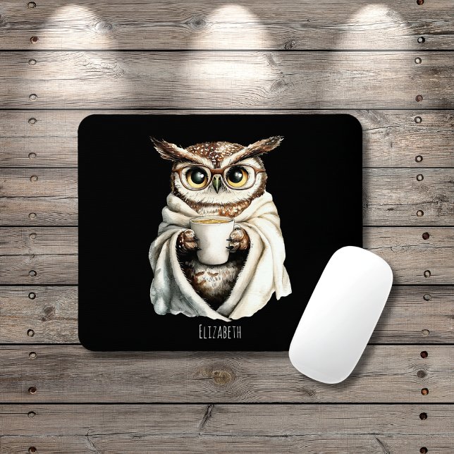 Cosy Owl with Coffee Mug Mouse Pad (Creator Uploaded)