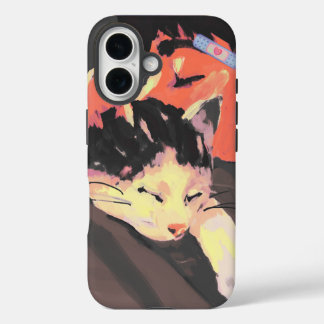 Cosy Painted Cat and Person Illustration Art iPhone 16 Case