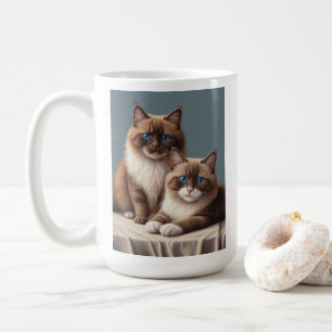 Cosy Pair of Ragdoll Cats Fluffy Pet Art  Coffee Mug