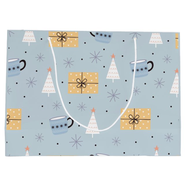 Cosy Pastel Christmas Gift & Coffee Mug Pattern Large Gift Bag (Back)