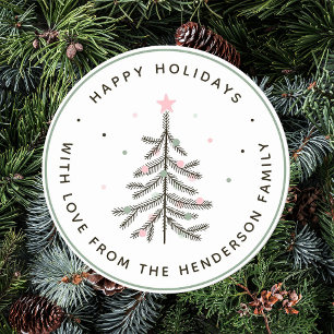 Cosy Pastel Christmas Tree Holiday Classic Round Sticker