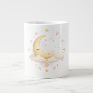 Cosy Pastel Moon and Stars Cute Dreamy Ceramic Cof Large Coffee Mug