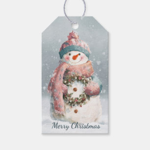 Cosy Pastel Snowman Christmas Gift Tags