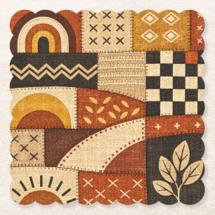 Cosy Patchwork Modern Paper Coaster