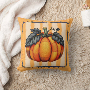 Cosy Patchwork Pumpkin – Autumn Farmhouse Quilt Cushion