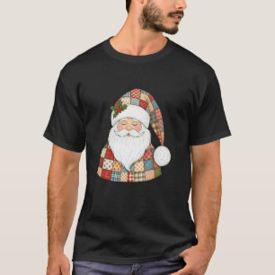 Cosy Patchwork Santa Claus Design T-Shirt