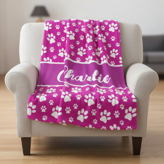 Cosy Paw Print Personalised Dog Blanket – Custom P