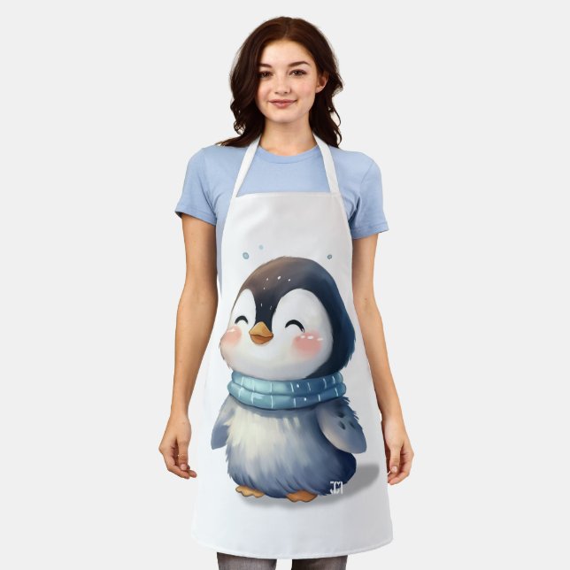 Cosy Penguin – Cute Digital Art Apron (Worn)