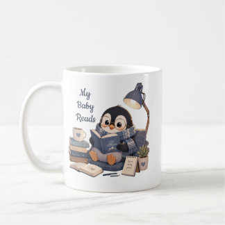 Cosy Penguin Reading Book Coffee Mug