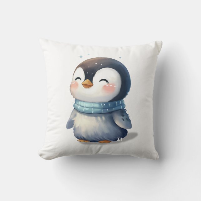 Cosy Penguin –Throw Pillow, Throw Pillow 16" x 16" (Front)