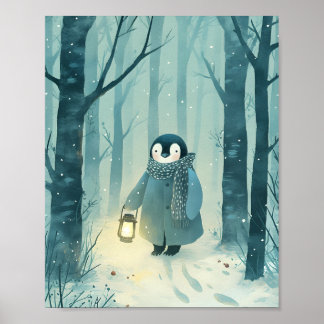 Cosy Penguin – Winter Nursery Wall Art Poster