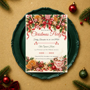 Cosy Peppermint Christmas Party Invitation