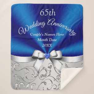 Cosy Personalised 65th Wedding Anniversary Gift Sherpa Blanket