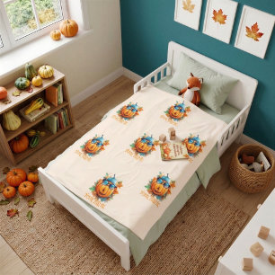 Cosy Personalised Pumpkin Fall Toddler Blanket