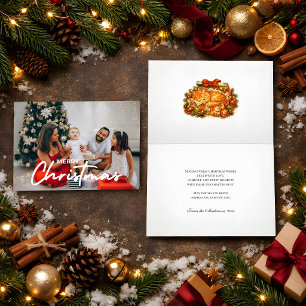 Cosy Photo Christmas Orange Cat Gift Box Retro Card