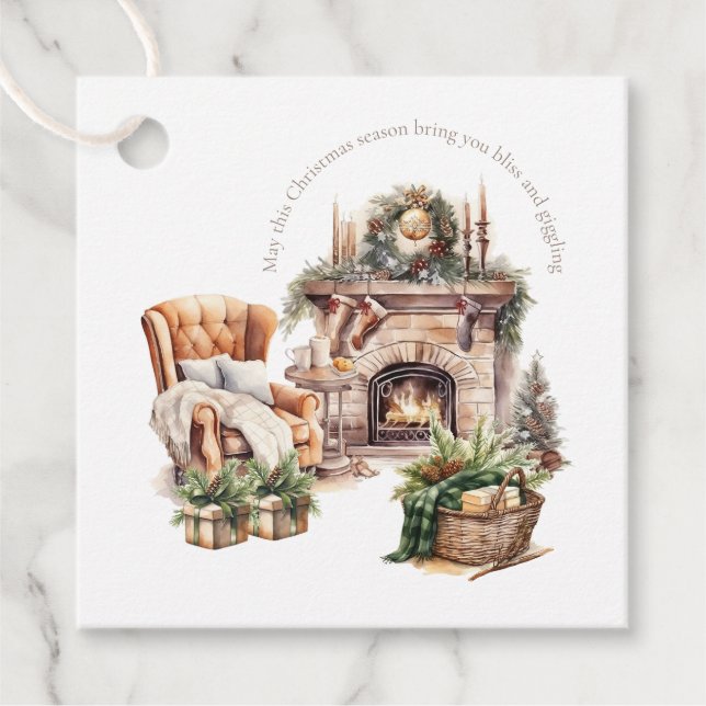 Cosy Photo Personalised Christmas Favour Tags (Front)